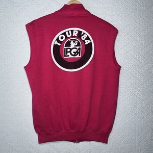 Vintage 1984 PGA Tour Zipper Vest-Sportswear USA Made Sz M 38/40 Rare Pink‎ Golf